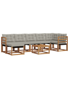 Set di divani con cuscino 8 pcs Grigio Naturale e Chiaro 2