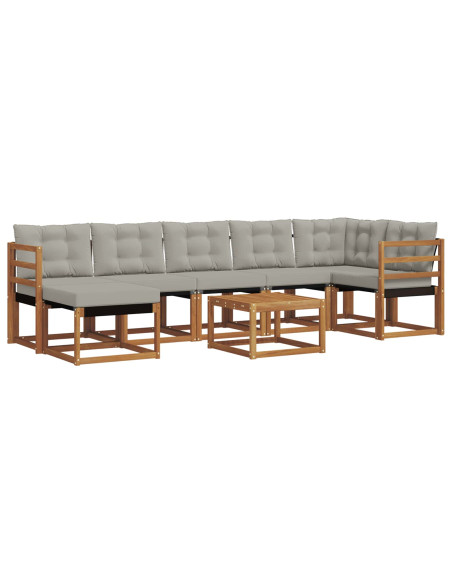 Set di divani con cuscino 8 pcs Grigio Naturale e Chiaro