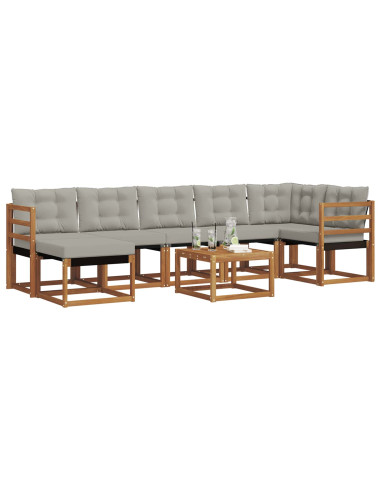 Set di divani con cuscino 8 pcs Grigio Naturale e Chiaro