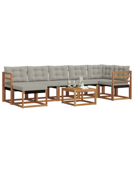 Set di divani con cuscino 8 pcs Grigio Naturale e Chiaro