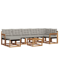 Set di divani con cuscino 8 pcs Grigio Naturale e Chiaro 2