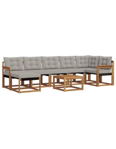Set di divani con cuscino 8 pcs Grigio Naturale e Chiaro