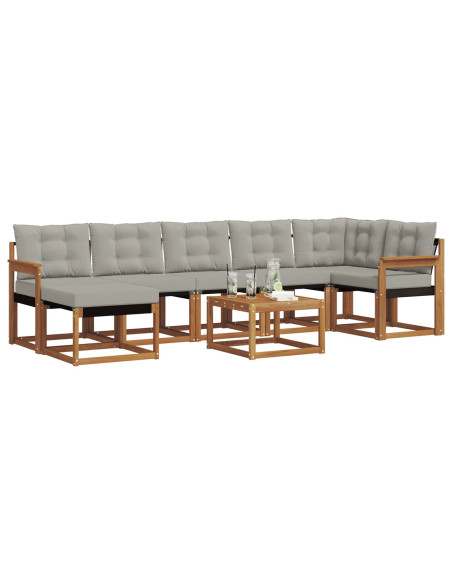 Set di divani con cuscino 8 pcs Grigio Naturale e Chiaro