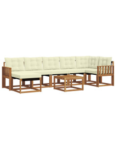 Set di divani con cuscino 8 pcs Naturale e Crema 2