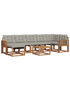 Set di divani con cuscino 8 pcs Grigio Naturale e Chiaro 2