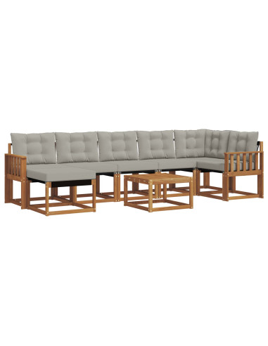 Set di divani con cuscino 8 pcs Grigio Naturale e Chiaro