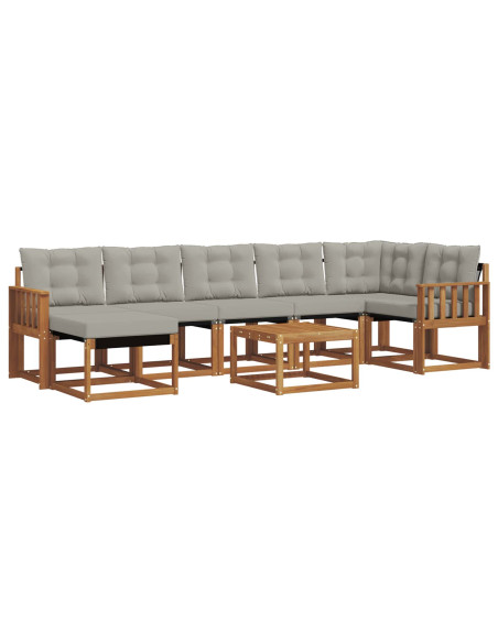 Set di divani con cuscino 8 pcs Grigio Naturale e Chiaro