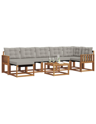 Set di divani con cuscino 8 pcs Grigio Naturale e Chiaro