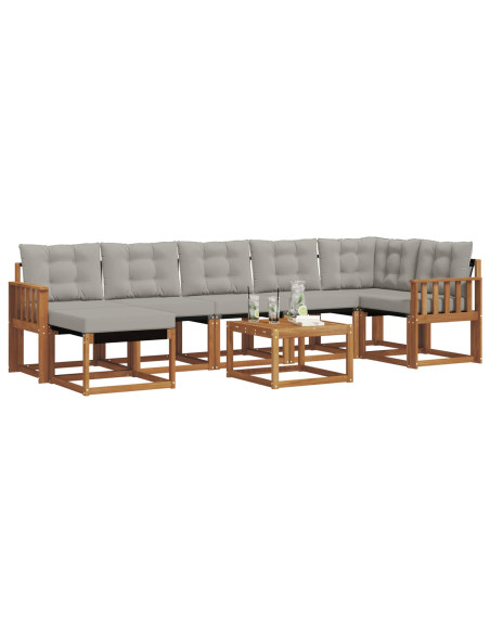 Set di divani con cuscino 8 pcs Grigio Naturale e Chiaro