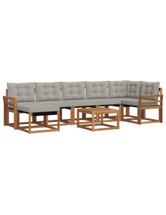 Set di divani con cuscino 8 pcs Grigio Naturale e Chiaro 2