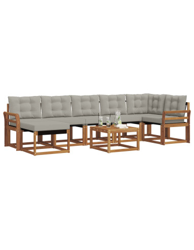 Set di divani con cuscino 8 pcs Grigio Naturale e Chiaro