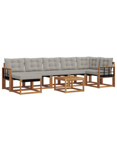 Set di divani con cuscino 8 pcs Grigio Naturale e Chiaro 2