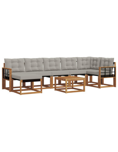 Set di divani con cuscino 8 pcs Grigio Naturale e Chiaro