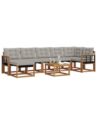 Set di divani con cuscino 8 pcs Grigio Naturale e Chiaro