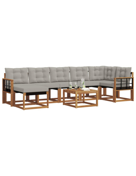 Set di divani con cuscino 8 pcs Grigio Naturale e Chiaro