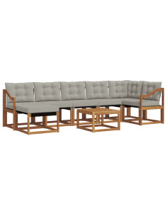 Set di divani con cuscino 8 pcs Grigio Naturale e Chiaro 2
