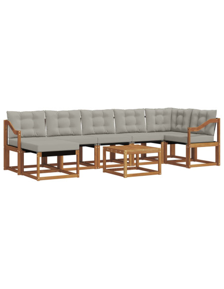 Set di divani con cuscino 8 pcs Grigio Naturale e Chiaro