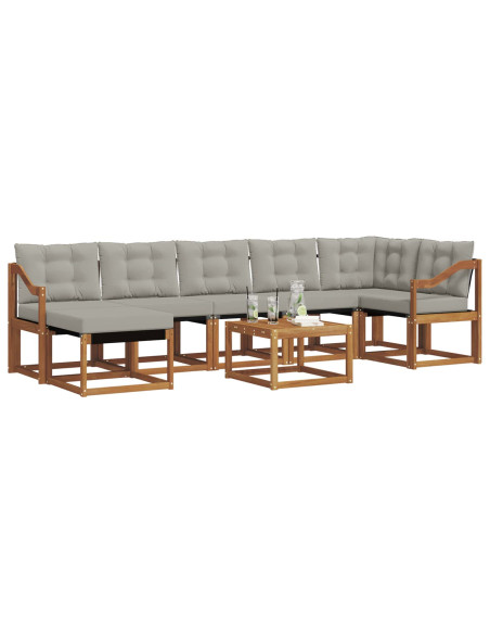 Set di divani con cuscino 8 pcs Grigio Naturale e Chiaro