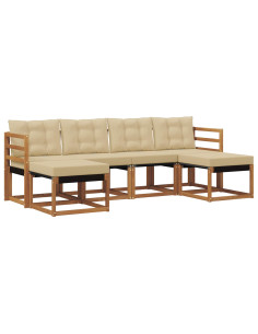 Set di divani con cuscino 6 pcs Naturale e Beige 2