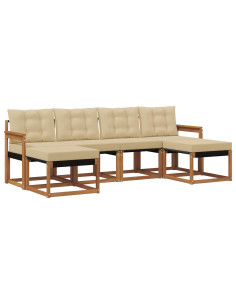 Set di divani con cuscino 6 pcs Naturale e Beige 2