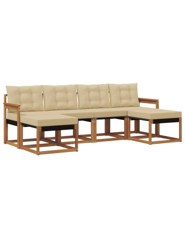 Set di divani con cuscino 6 pcs Naturale e Beige