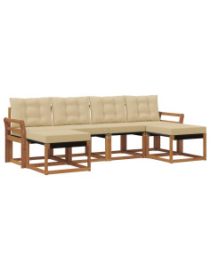 Set di divani con cuscino 6 pcs Naturale e Beige 2