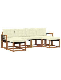 Set di divani con cuscino 6 pcs Naturale e Crema 2