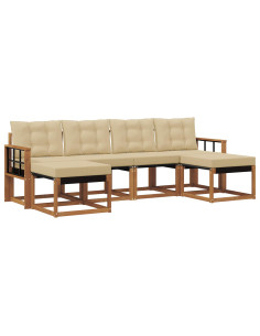 Set di divani con cuscino 6 pcs Naturale e Beige 2