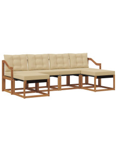 Set di divani con cuscino 6 pcs Naturale e Beige 2
