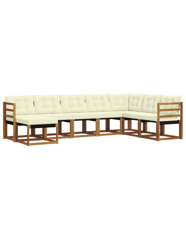 Set di divani con cuscino 8 pcs Naturale e Crema