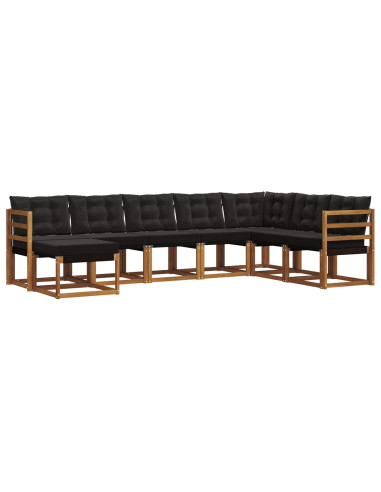 Set di divani con cuscino 8 pcs Naturale e Nero