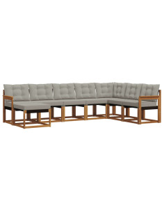 Set di divani con cuscino 8 pcs Grigio Naturale e Chiaro 2