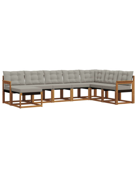 Set di divani con cuscino 8 pcs Grigio Naturale e Chiaro