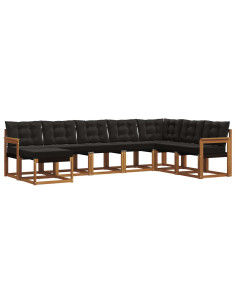 Set di divani con cuscino 8 pcs Naturale e Nero 2