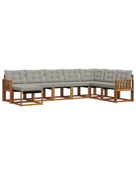 Set di divani con cuscino 8 pcs Grigio Naturale e Chiaro