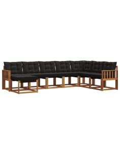 Set di divani con cuscino 8 pcs Naturale e Nero 2