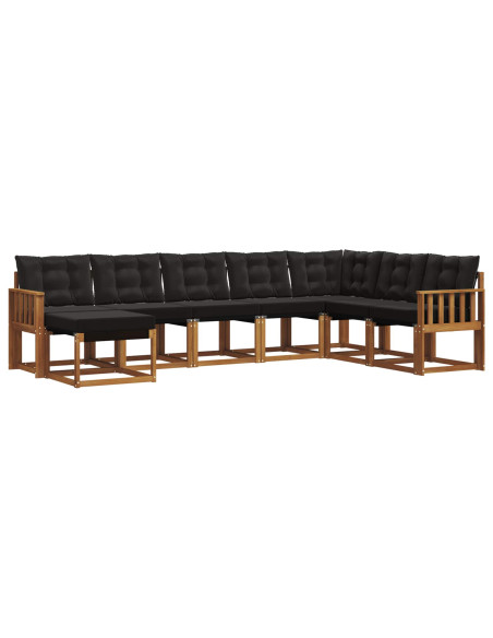 Set di divani con cuscino 8 pcs Naturale e Nero