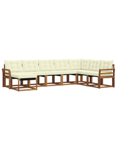 Set di divani con cuscino 8 pcs Naturale e Crema 2