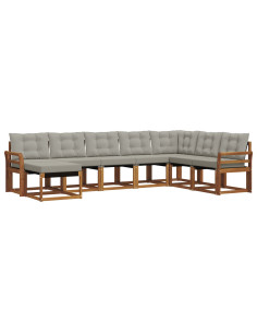 Set di divani con cuscino 8 pcs Grigio Naturale e Chiaro 2