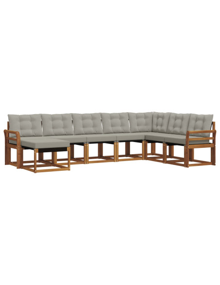 Set di divani con cuscino 8 pcs Grigio Naturale e Chiaro