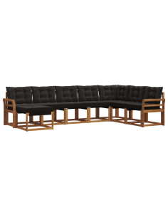 Set di divani con cuscino 8 pcs Naturale e Nero 2