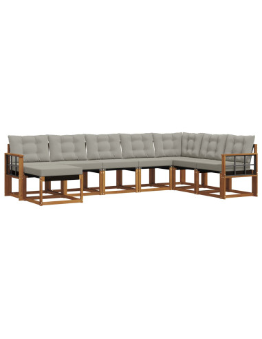 Set di divani con cuscino 8 pcs Grigio Naturale e Chiaro