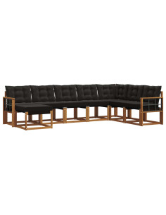Set di divani con cuscino 8 pcs Naturale e Nero 2