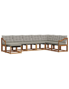 Set di divani con cuscino 8 pcs Grigio Naturale e Chiaro 2