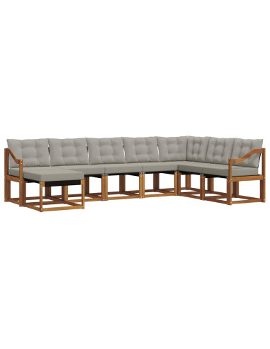 Set di divani con cuscino 8 pcs Grigio Naturale e Chiaro