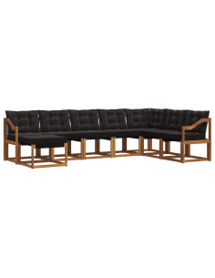 Set di divani con cuscino 8 pcs Naturale e Nero 2