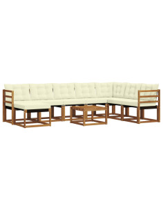 Set di divani con cuscino 9 pcs Naturale e Crema 2