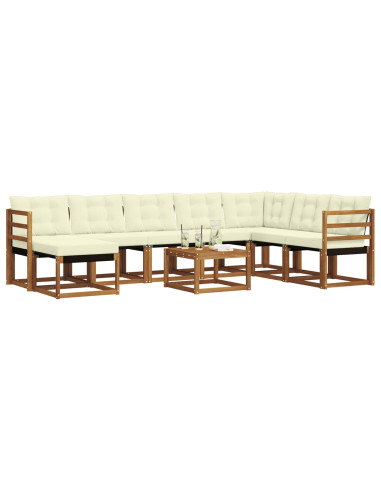 Set di divani con cuscino 9 pcs Naturale e Crema