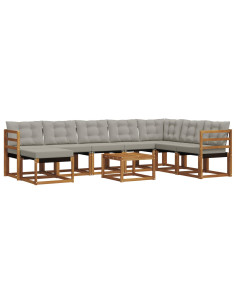 Set di divani con cuscino 9 pcs Grigio Naturale e Chiaro 2