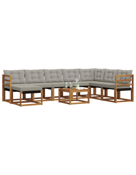 Set di divani con cuscino 9 pcs Grigio Naturale e Chiaro
